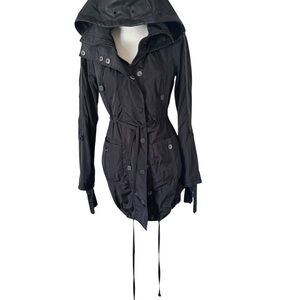 Blanc Noir Black Hooded Trench Coat